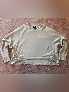 Nike Women's Light Sage Crewneck Sweater with Side Lace-Up